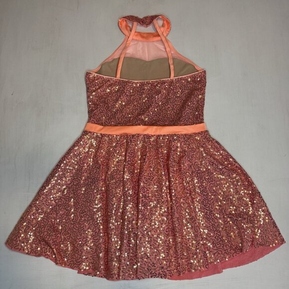 Revolution Dance Costume CORAL Sequins XL Child Solo Lyrical Figure Ice Skate - Picture 8 of 15